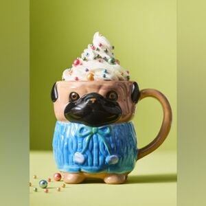 Anthropologie Stonewear Pug Mug NIB